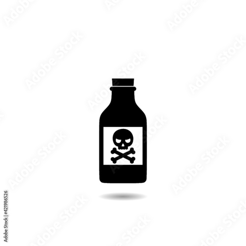 Poison in bottle icon with shadow