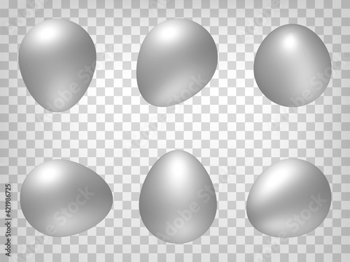 Set of perspective projections 3d eggs model icons on transparent background.  3d eggs. Abstract concept of graphic elements for your web site design, app, UI. EPS 10