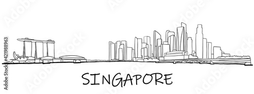 Singapore skyline freehand drawing sketch on white background. photo