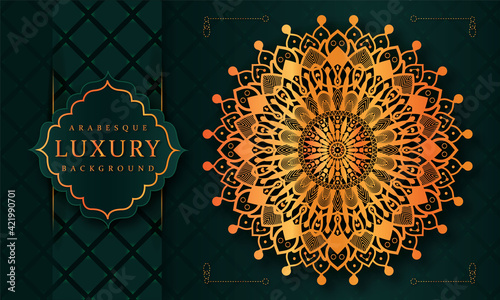 Luxury background vector. Islamic paisley mandala royal pattern card template. Ethnic design for Ramadan, Christmas party, New year holiday, beauty spa salon, invitation, save the date, peacock