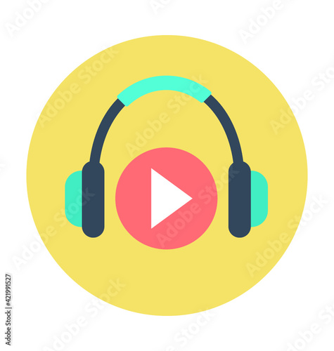 Headphones Colored Vector Icon