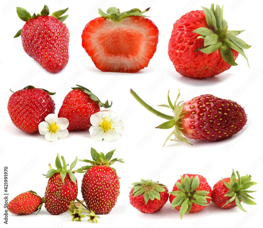 Strawberries and flowers set Strawberries and flowers set