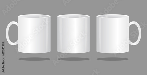 Blank White Ceramic Mug Template Vector On Gray Background