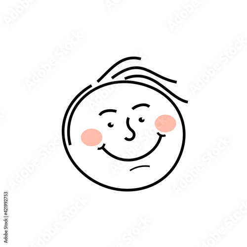 Doodle emodji. Hand drawn face expressions, happymood. Laughing face, smiling mouth. Different mood. Positive human feelings. Vector illustration photo