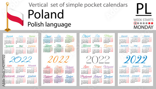 Polish vertical pocket calendar for 2022