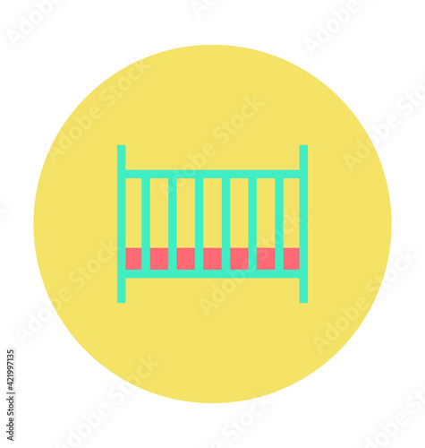 Baby Crib Colored Vector Icon