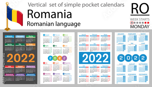 Romanian vertical pocket calendar for 2022