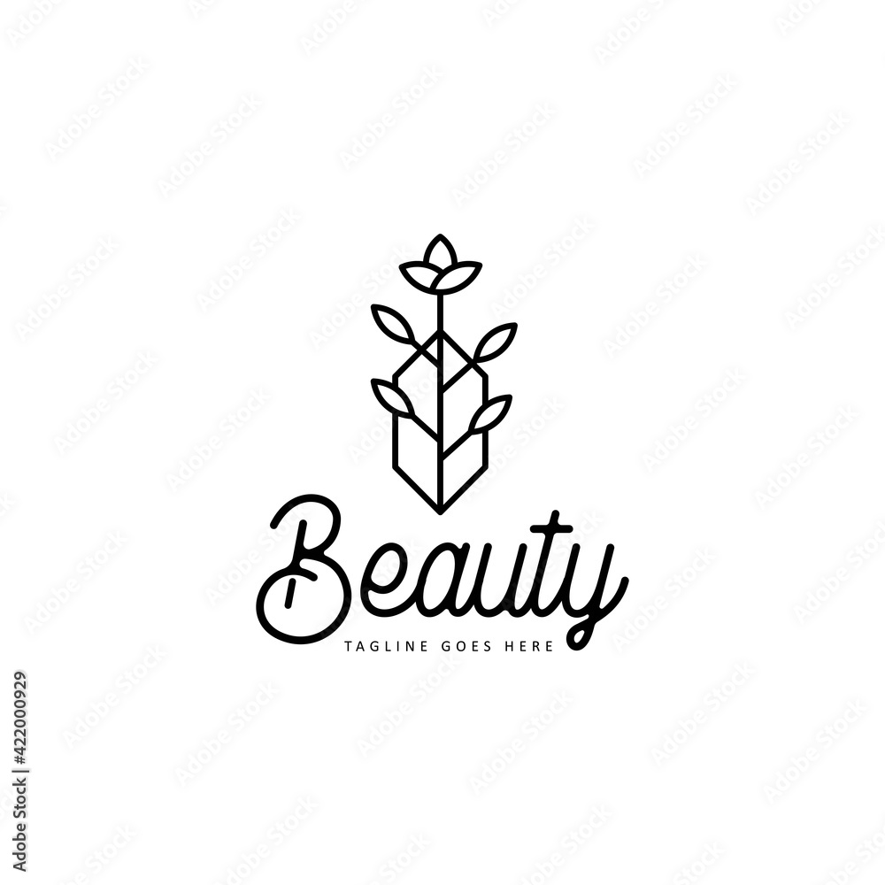 Fototapeta premium simple flower plant grow logo icon vector template