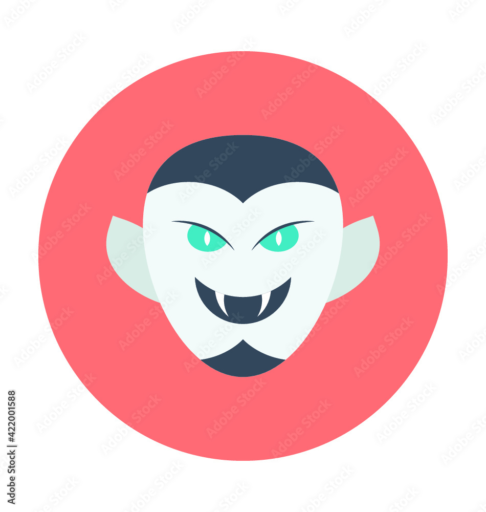 Naklejka premium Vampire Face Colored Vector Icon