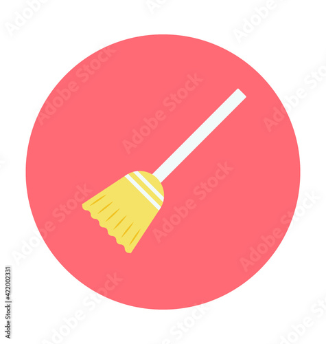 Witch Broomstick Colored Vector Icon