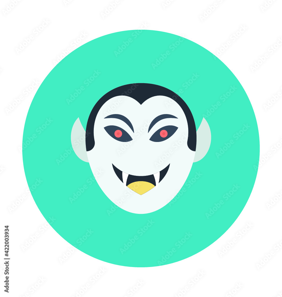 Dracula Face Colored Vector Icon
