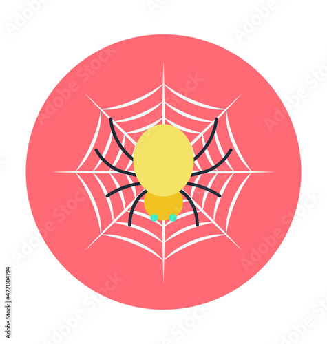 Spider Web Colored Vector Icon