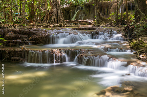 Fototapeta Naklejka Na Ścianę i Meble -  Landscape Huai Mae Kamin waterfall Srinakarin at Kanchanaburi, Thailand.