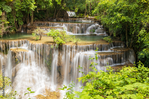 Landscape Huai Mae Kamin waterfall Srinakarin at Kanchanaburi  Thailand.