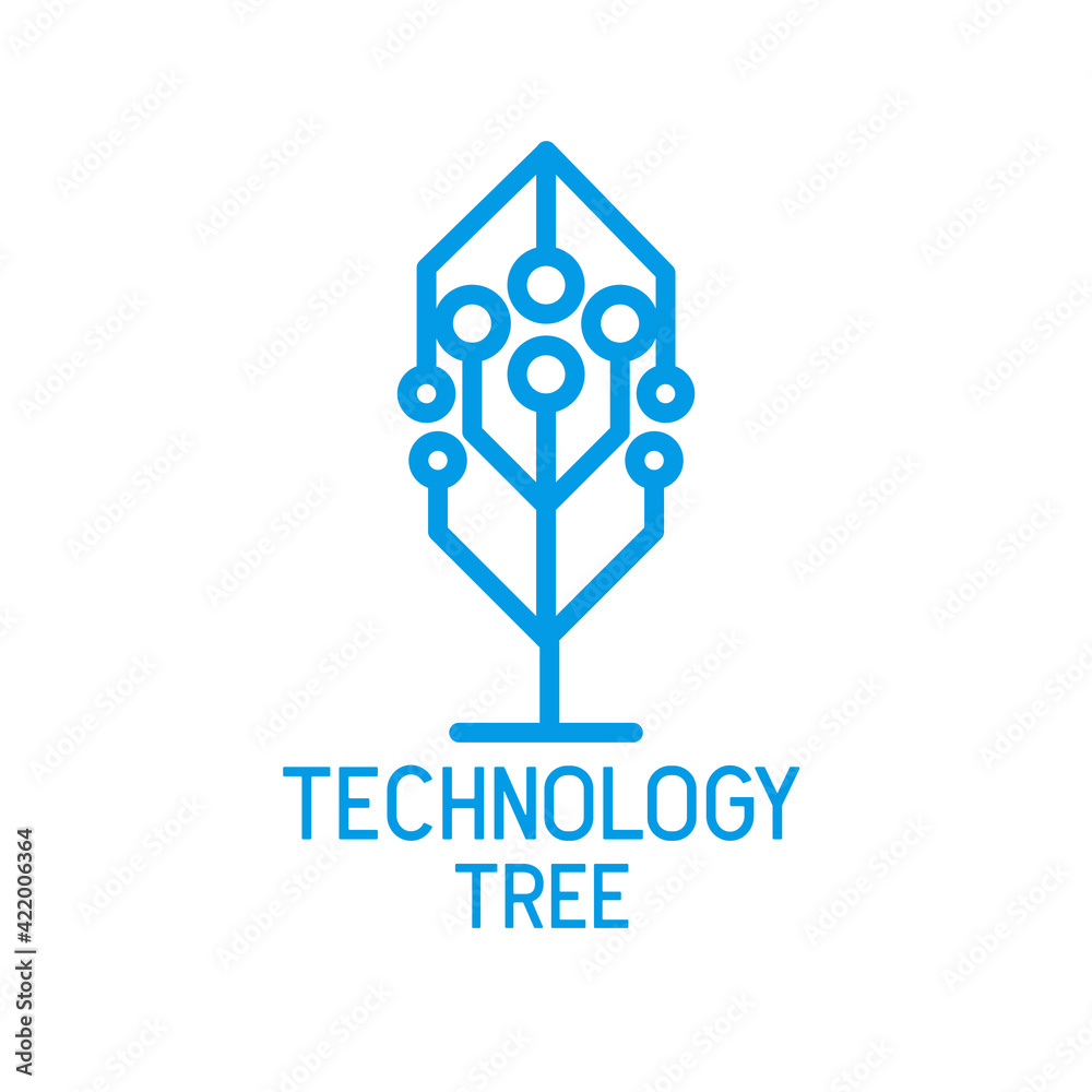 Fototapeta premium technology tree logo on white background. vector illustration