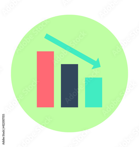 Declining Bar Chart Colored Vector Icon 