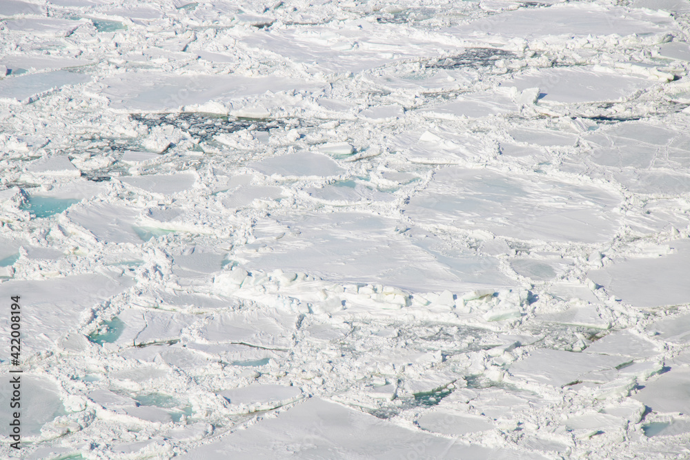 Sea of Okhotsk With drift ice in Shiretoko, Hokkaido, Japan Sea of Okhotsk With drift ice in Shiretoko, Hokkaido, Japan