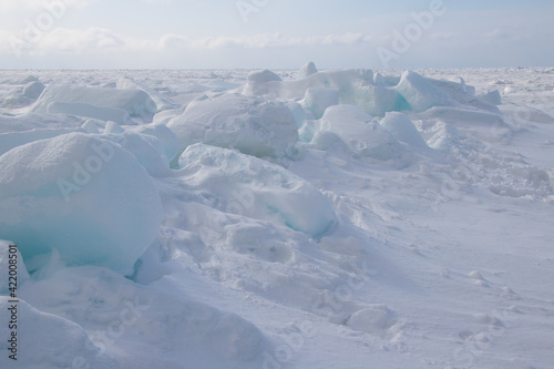 Sea of Okhotsk With drift ice in Shiretoko, Hokkaido, Japan
