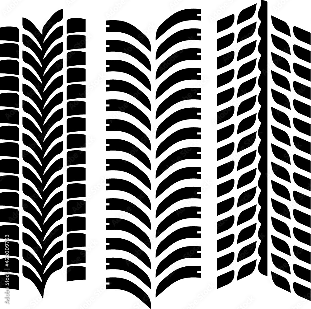 Vector illustration of the car tyre tracks