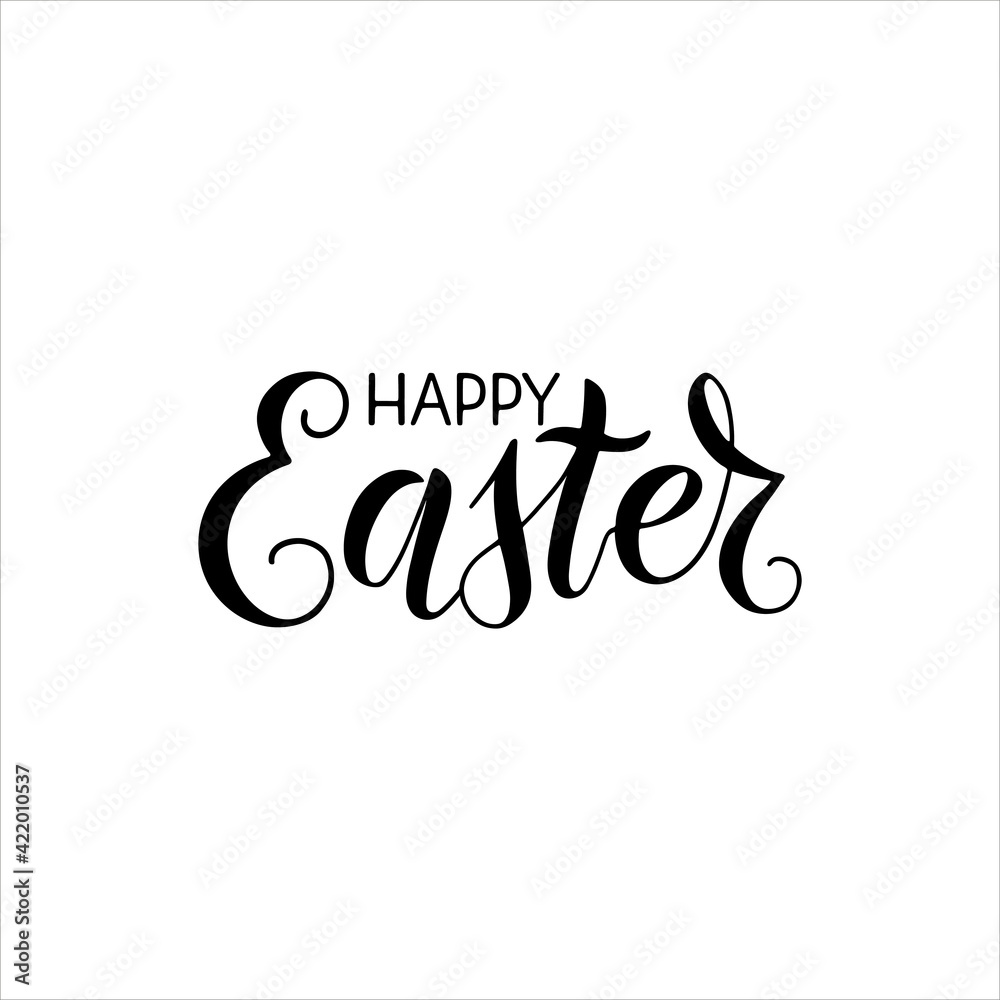 Happy Easter hand drawn lettering. Hand written lettering poster for Easter. Vector ink illustration. Trend calligraphy. Happy Easter typography background.