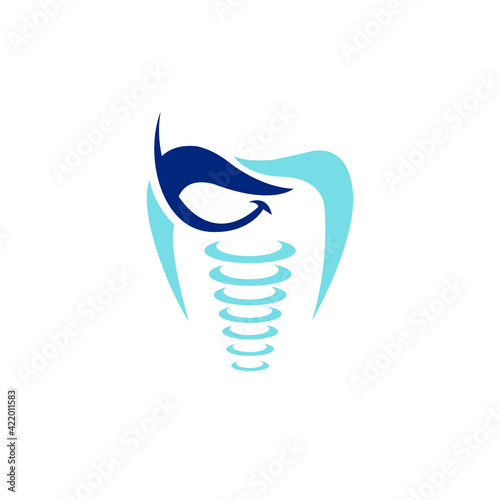 Dental logo with tooth template for dental clinic, dentist, teeth care or oral hygiene concept