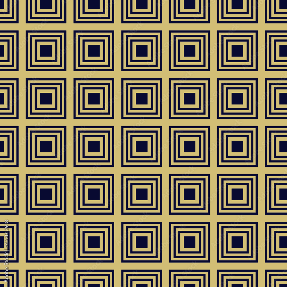 luxury geometric seamless pattern blue black gold abstract texture background, flat decorative golden brown line tile grid circle square rhombus vector, mesh business web poster card backdrop template