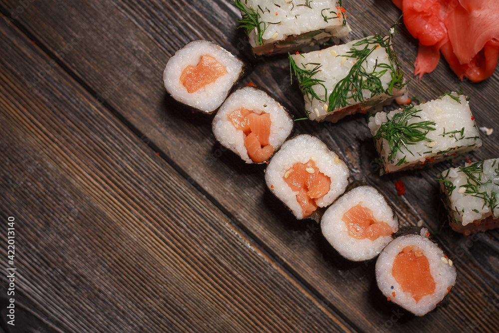 stuffed sushi rolls seafood wasabi ginger asian food stuffed sushi rolls seafood wasabi ginger asian food