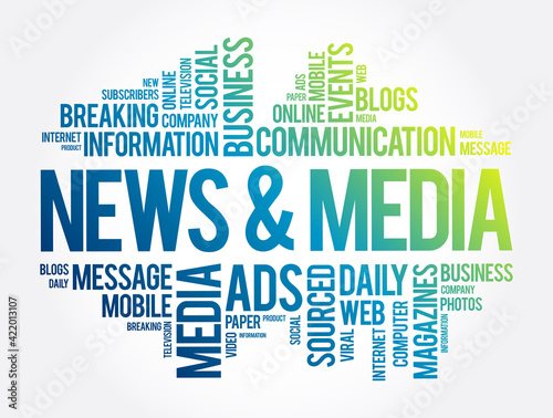 News and Media word cloud collage, social concept background