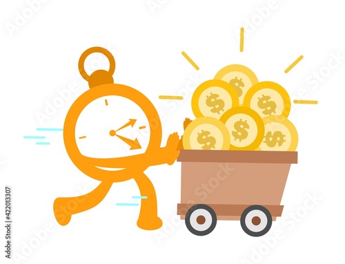 time mining for money cartoon flat design illustration