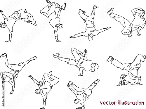 vector silhouette of a dancing breakdancer
