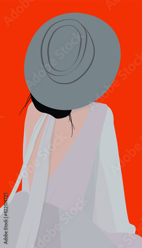 Portrait of a young girl in a modern style. Flat illustration of a white-haired beauty on a light background. Modern picture for postcards, posters. backgrounds, avatars, templates, textiles.