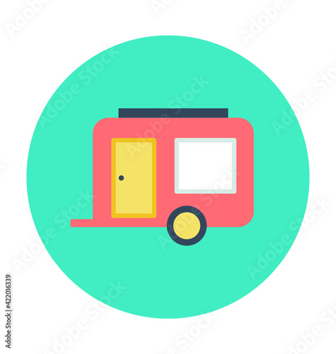Caravan Colored Vector Icon