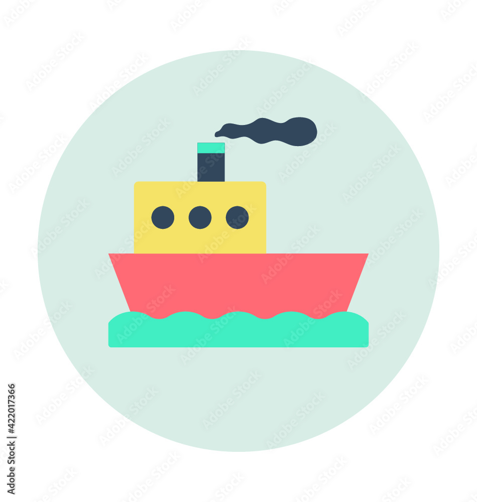 Steamboat Colored Vector Icon