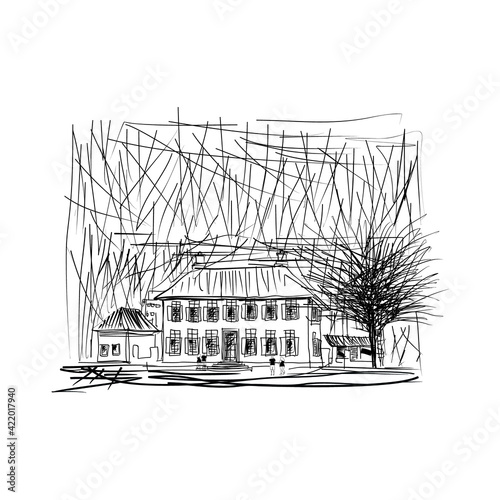 Tablou pe pânză Digital sketch of the Indonesian National Archives Building