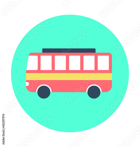 Tour Bus Colored Vector Icon