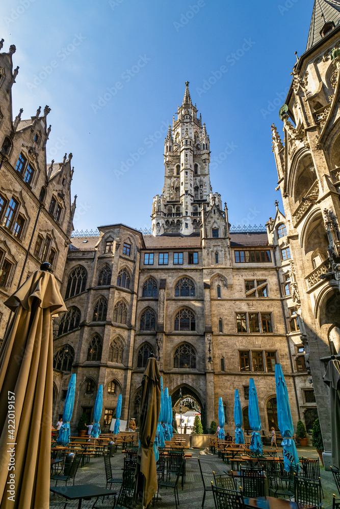 Obraz premium The New Town Hall at Marienplatz in Munich, Bavaria, Germany