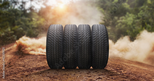summer car tires on the street outside for offroad cars © Igor Link