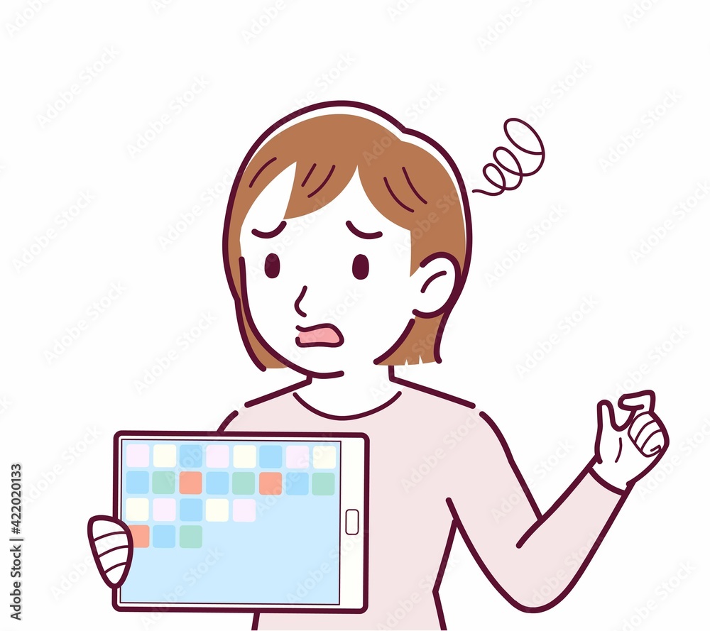 タブレットで説明する人 タブレットで説明する人