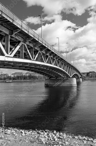 Bridge in Budapest over the Danube river in black and white style © ArturSniezhyn