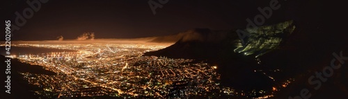 city of cape town and table mountain at night