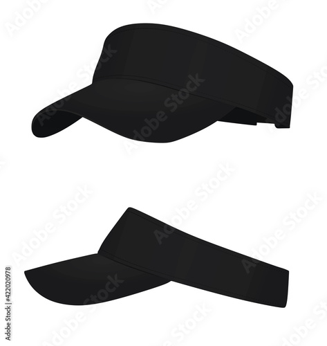 Black visor cap. vector illustration