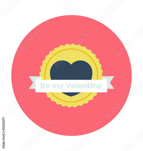 Heart Shaped Emblem Colored Vector Icon