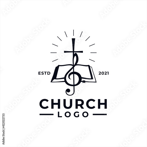 Church Logo design inspiration idea concept with black and white color