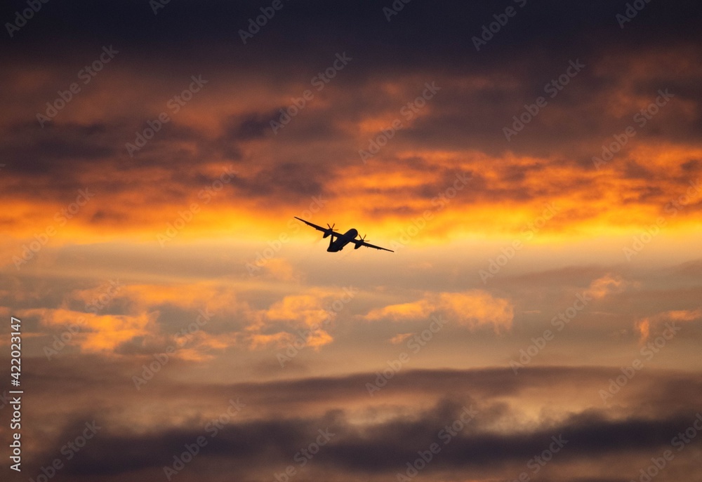 airplane in the sunset airplane in the sunset