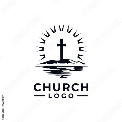 Church Logo design inspiration idea concept with black and white color