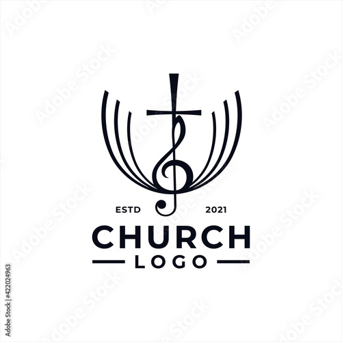 Church Logo design inspiration idea concept with black and white color