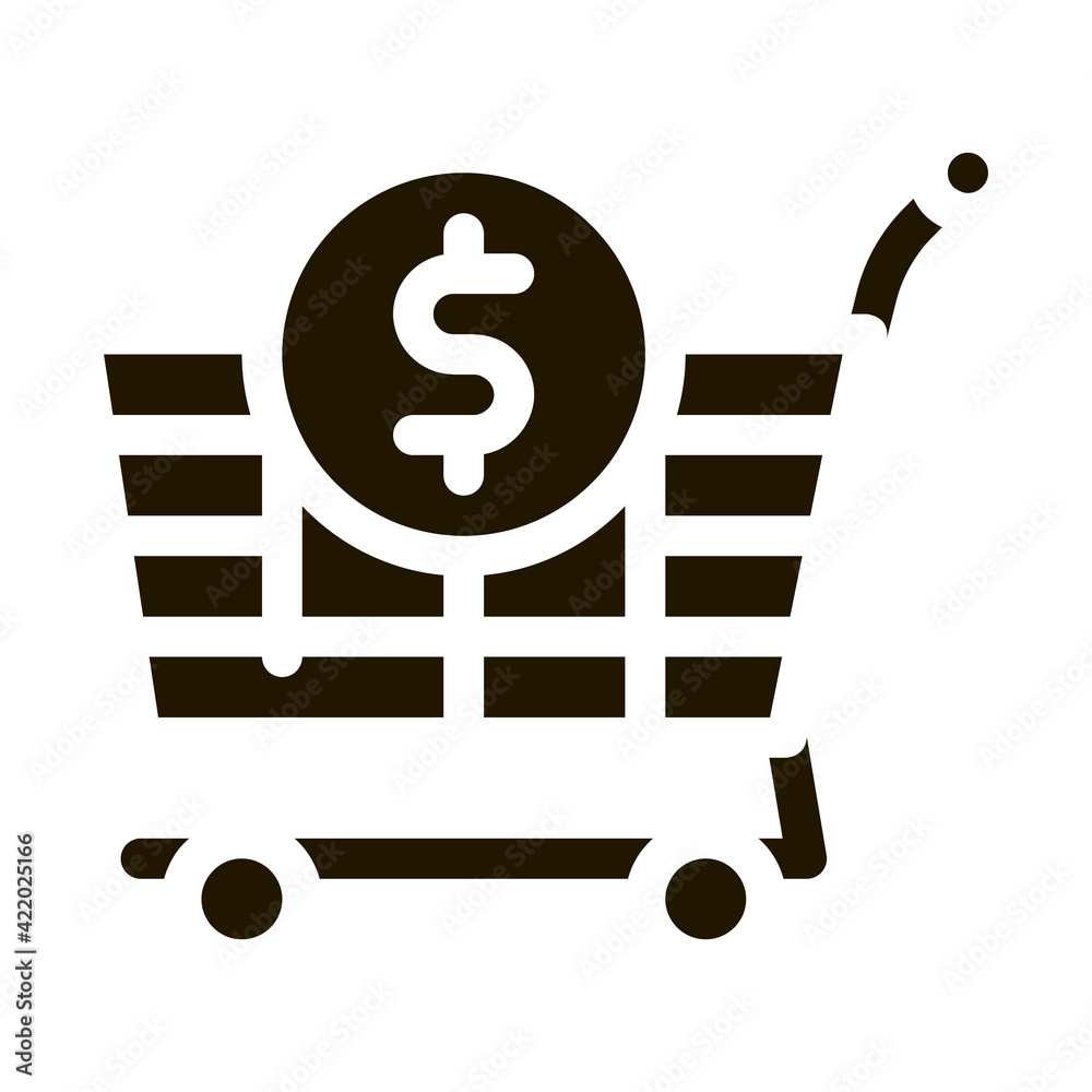 Shop Cart Dollar Icon Vector Glyph Illustration
