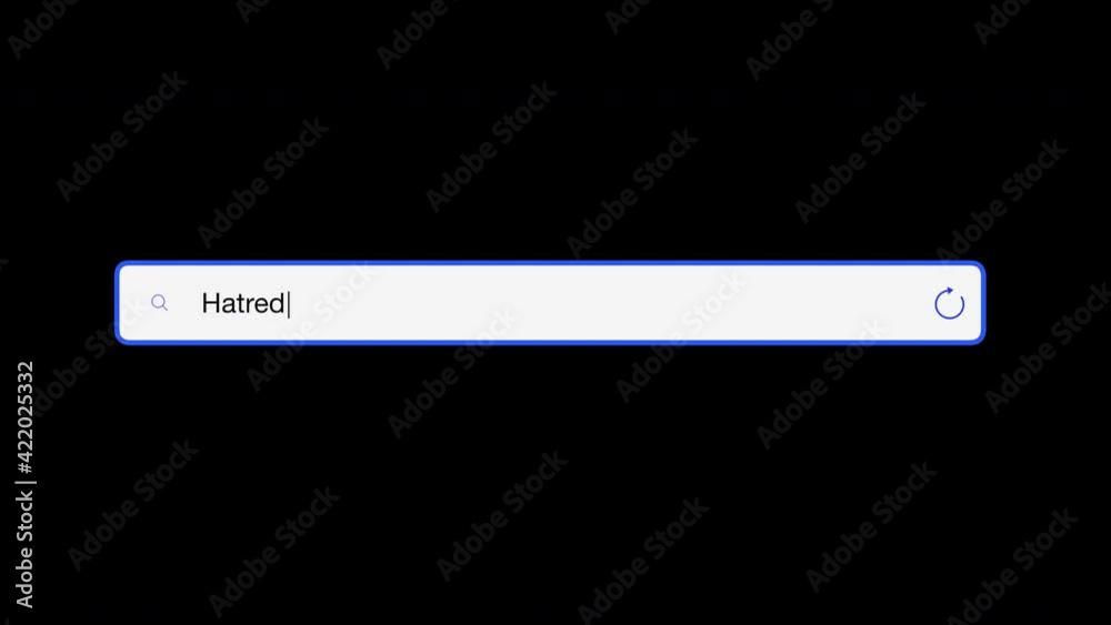 Text Hatred in a text message in the input line of an Internet search engine loops the animated video. Including alpha channel Text Hatred in a text message in the input line of an Internet search engine loops the animated video. Including alpha channel