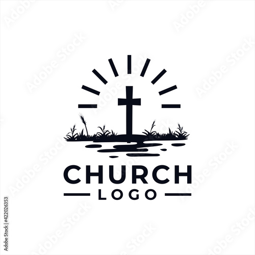 Church Logo design inspiration idea concept with black and white color