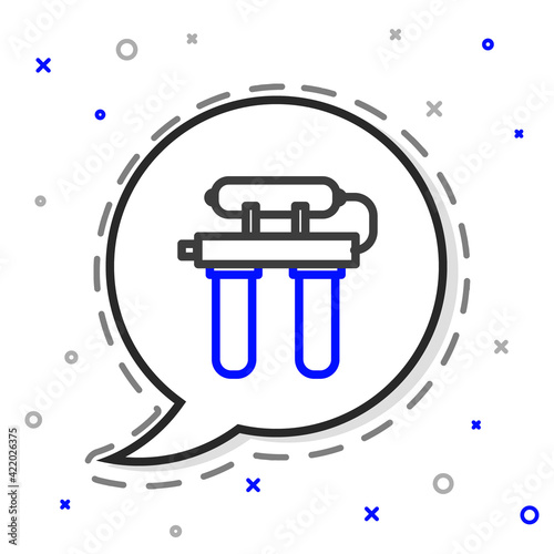 Line Water filter icon isolated on white background. System for filtration of water. Reverse osmosis system. Colorful outline concept. Vector Illustration
